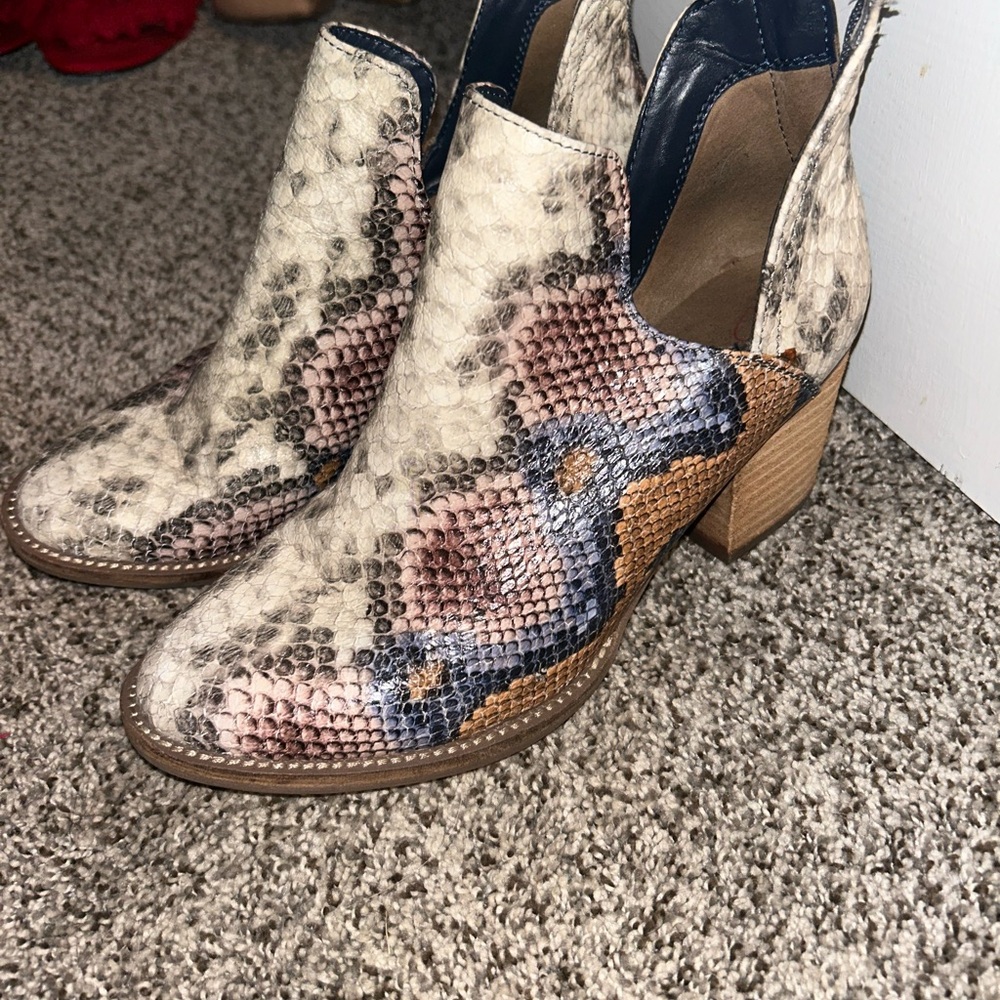Blondo Multicolor Snakeskin Ankle Boots